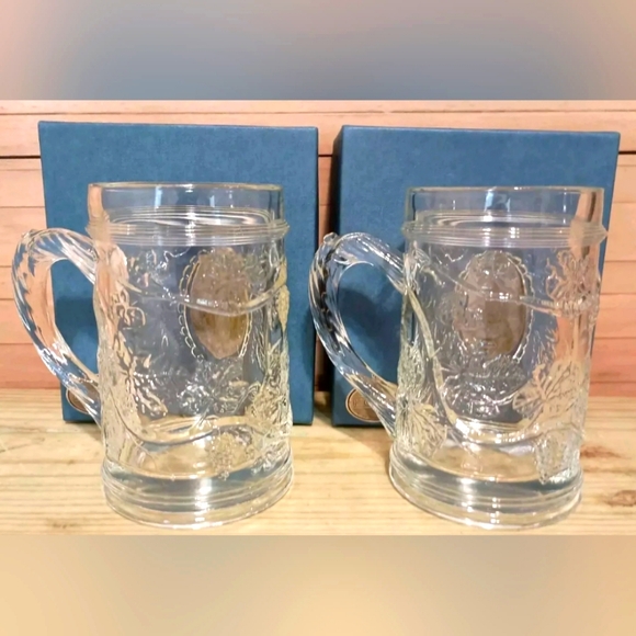 Glass beer steins pewter fisherman and sandhill crane from Fort retro barware - Picture 6 of 12